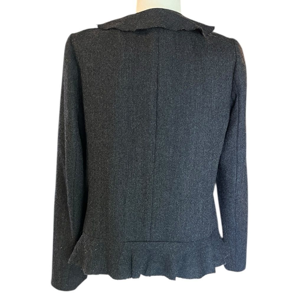 J Crew 100% Wool Blazer Ruffle Edge Gray Womens 8 - Picture 2 of 7